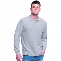 Koszulka polo męska z długim rękawem JHK szara