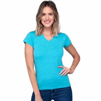 T-shirt damski V-NECK z krótkim rękawem JHK niebieski