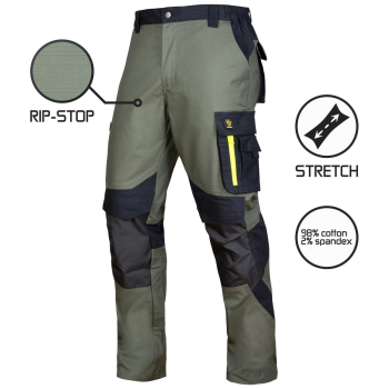 Spodnie robocze do pasa Ultratech Rip-Stop Stretch Procera Zielony