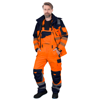 Spodnie ocieplane, zimowe ogrodniczki BIBWINTER Leber&Hollman Pomarańczowy