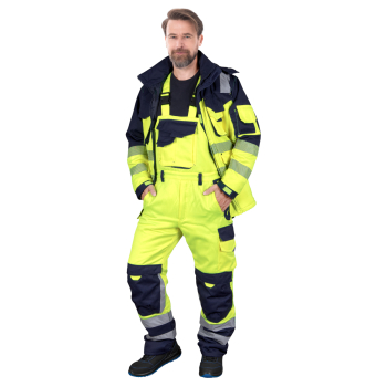 Spodnie ocieplane, zimowe ogrodniczki BIBWINTER Leber&Hollman Żółty