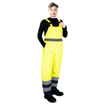 Spodnie ocieplane, zimowe ogrodniczki BLUE-YELLOW-B Reis