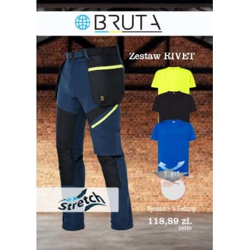 Zestaw spodnie robocze RIVET + 3 t-shirty