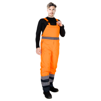 Spodnie ocieplane, zimowe ogrodniczki BLUE-ORANGE-B Reis